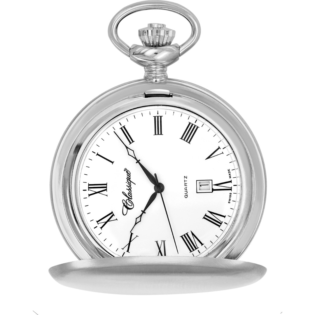 Brushed Rhodium Plated Pocket Watch