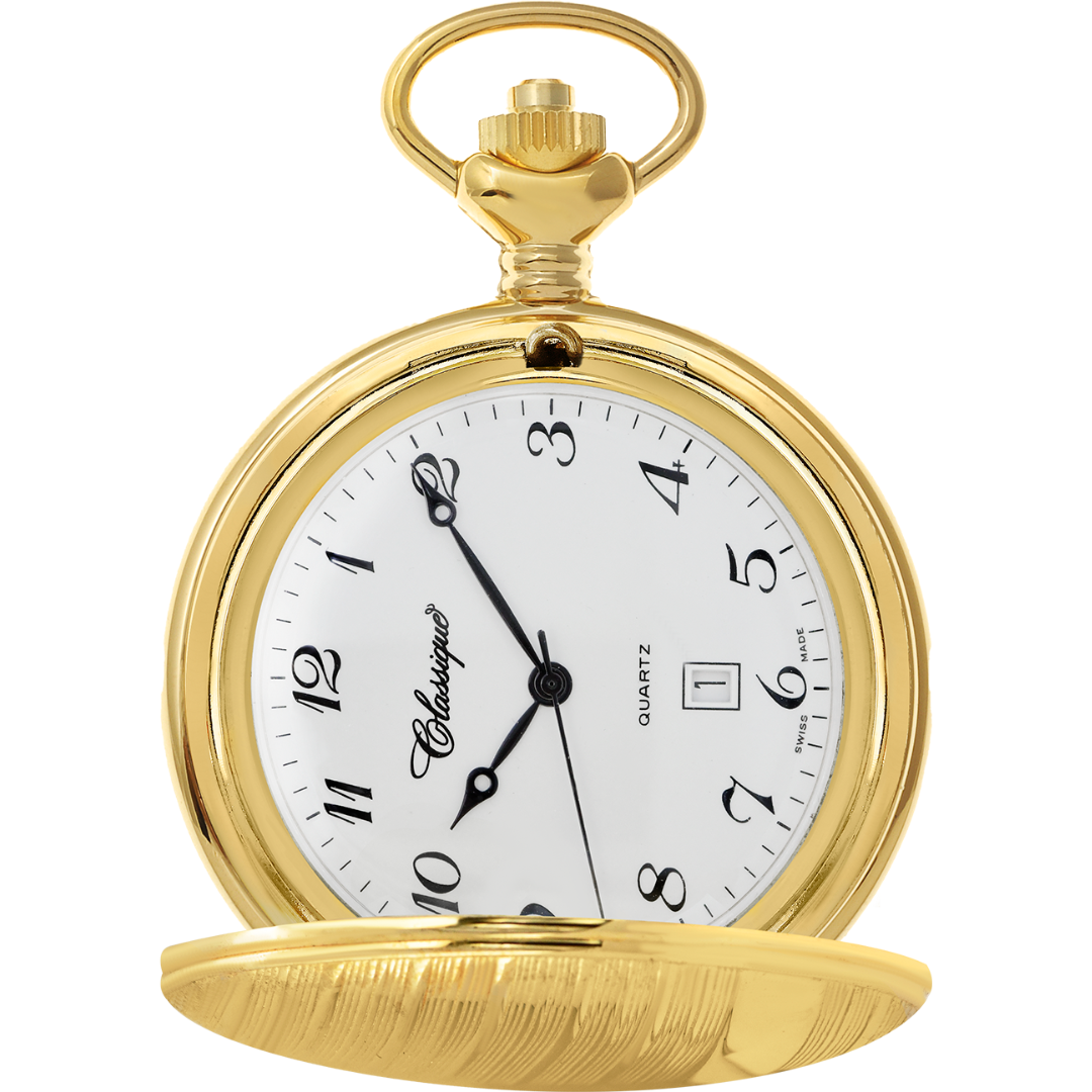 Gold Plated Swiss Quartz Pocket Watch