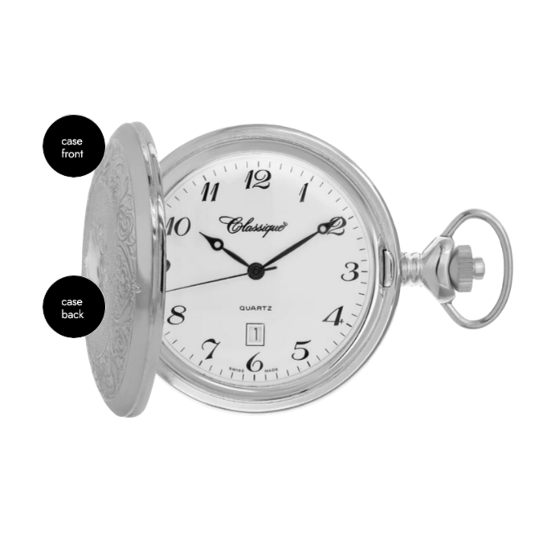 Gents Rhodium Plated Pocket Watch