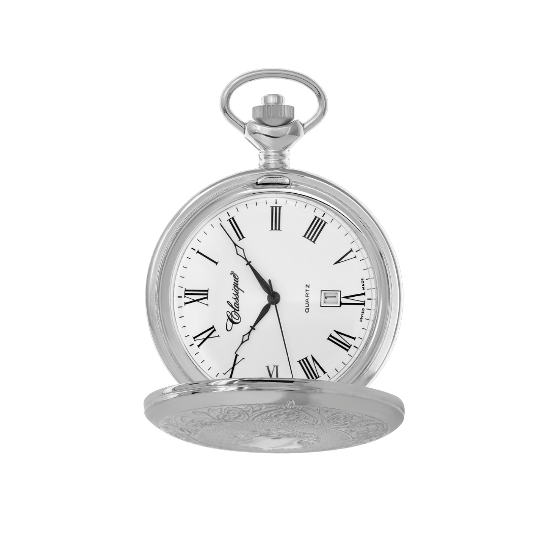 Gents Rhodium Plated Pocket Watch