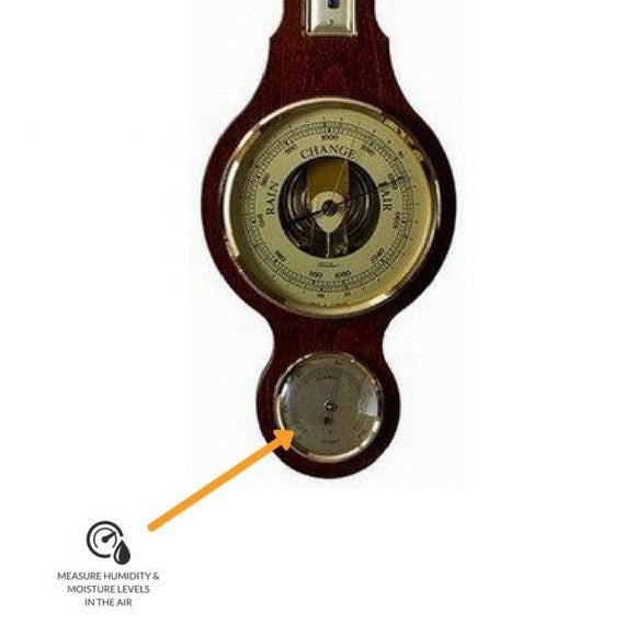 Traditional  Banjo Mahogany 540 mm Weatherstation -3 in 1 - Hygrometer + Barometer + Thermometer