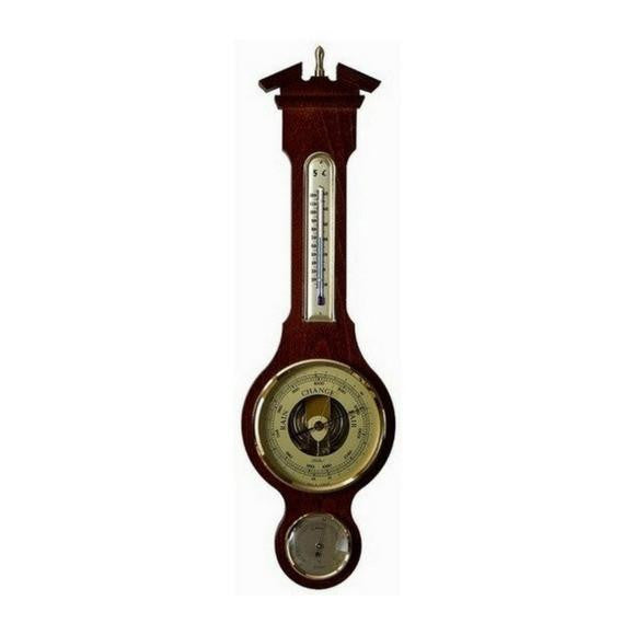 Traditional  Banjo Mahogany 540 mm Weatherstation -3 in 1 - Hygrometer + Barometer + Thermometer
