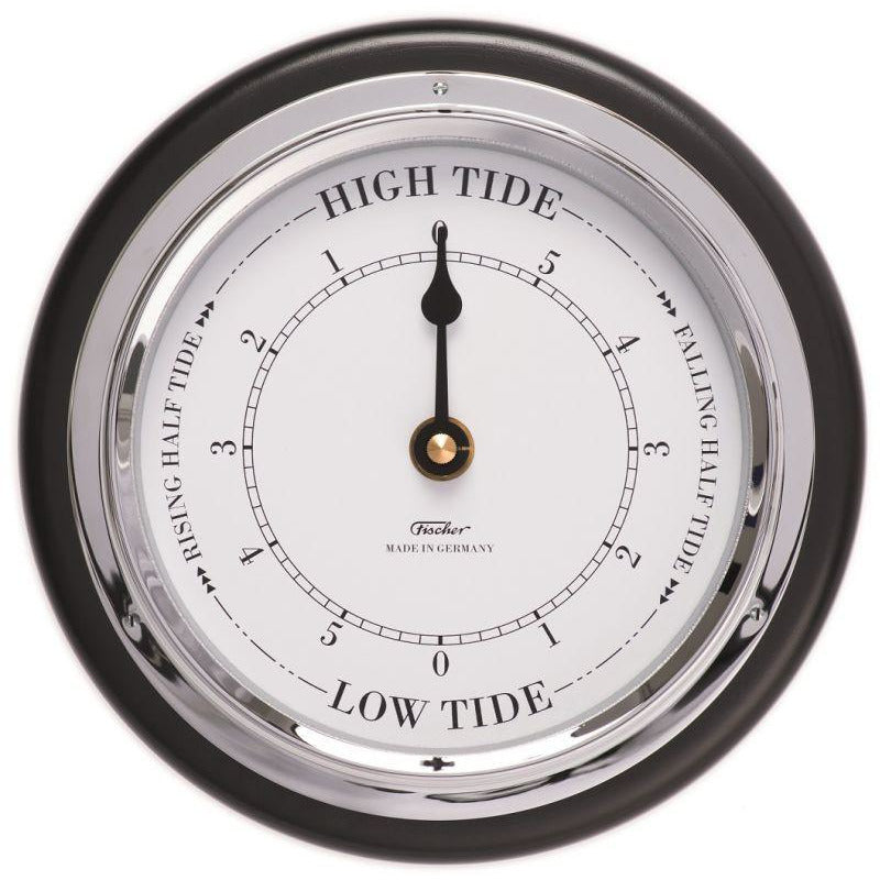 Ebony &amp; Chrome Tide Only Clock – 170mm Elegant Coastal Timepiece