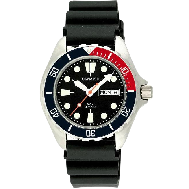 200m Divers Steel Watch Black Green Red